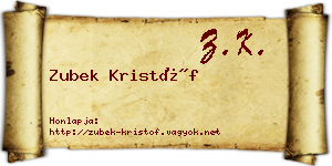 Zubek Kristóf névjegykártya
